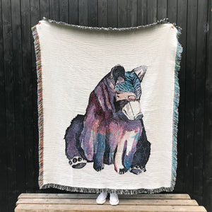 100% Cotton Woven Blanket 'Spirit Bear' Large