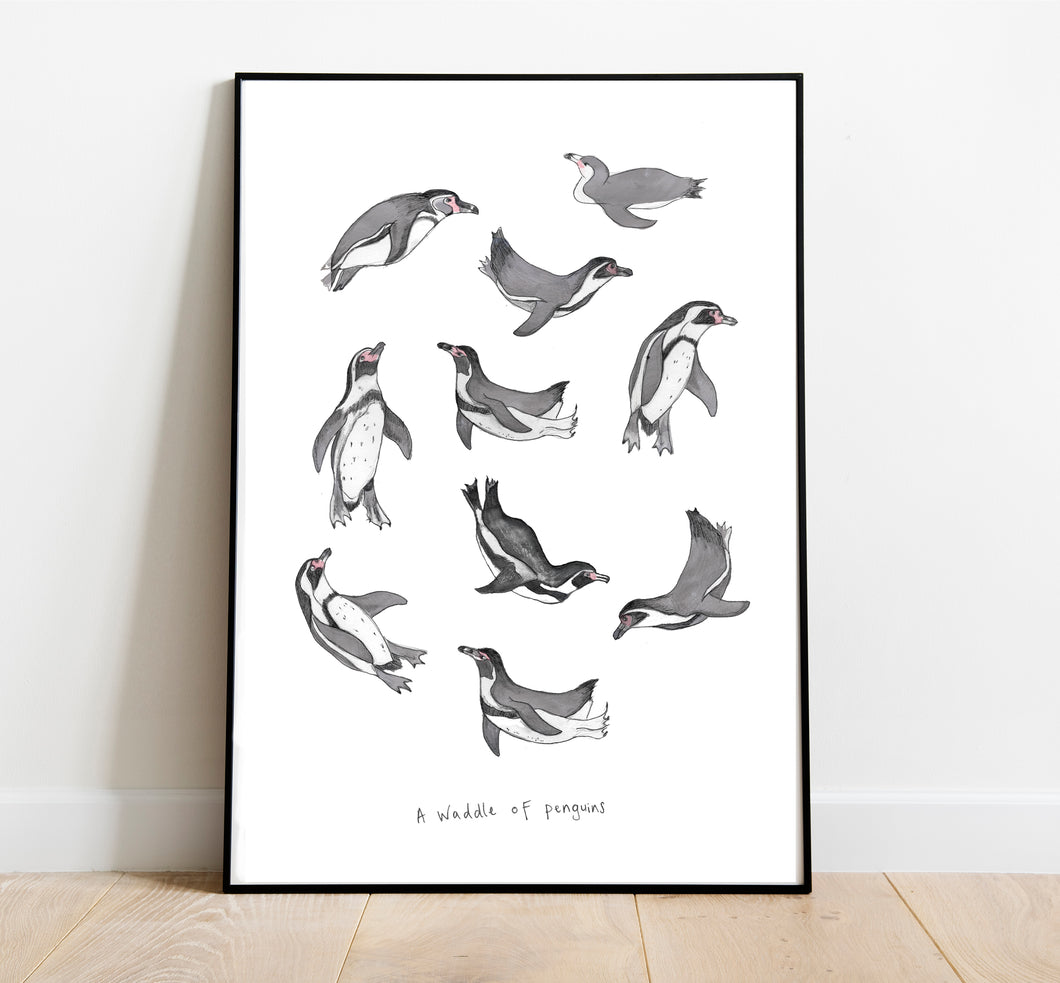 Waddle of Penguins A4 Art Print