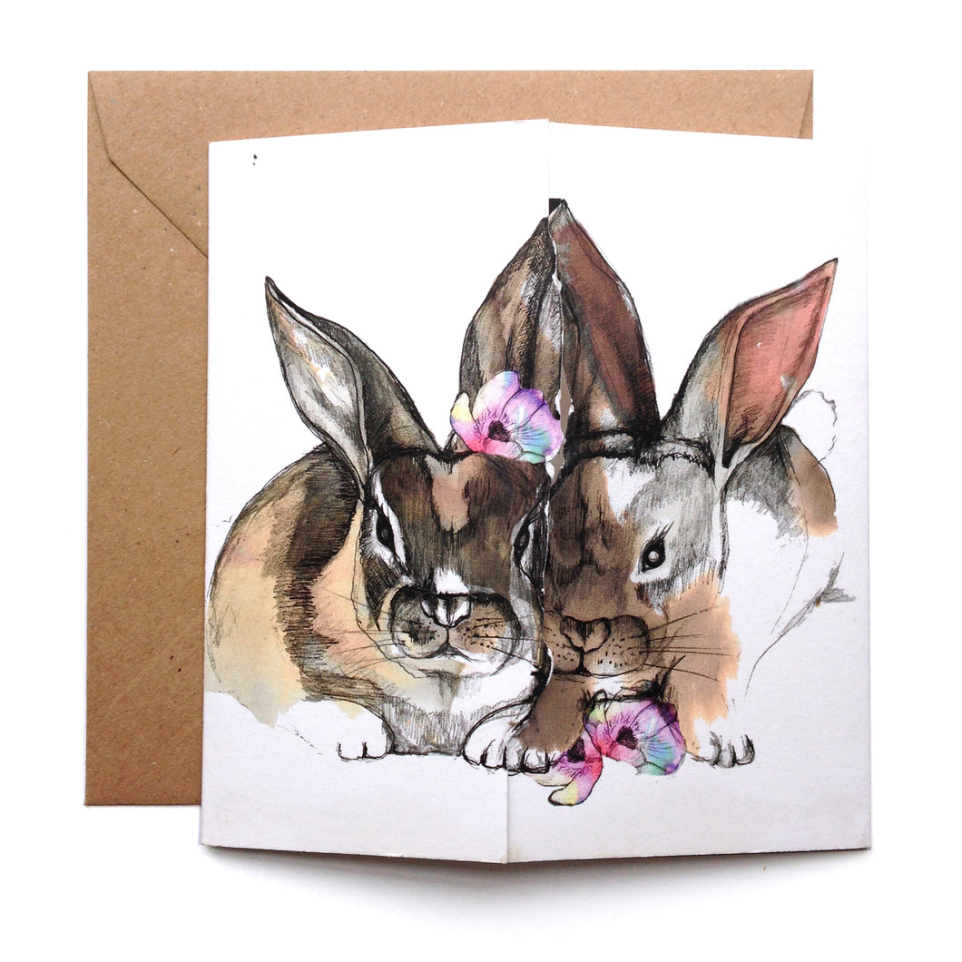 Little Rabbits Kiss Card