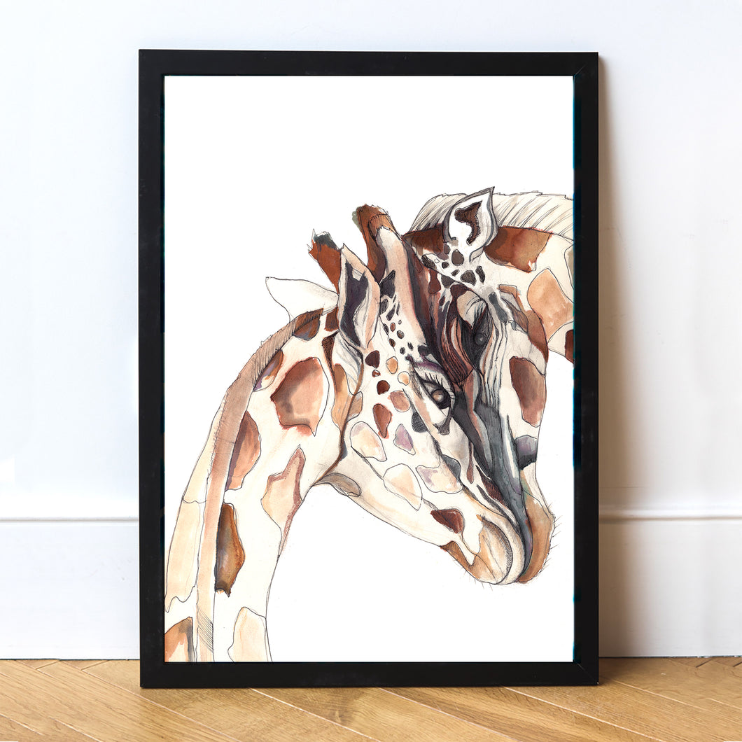 The Longest Love Giraffe Art Print